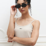 Abbie Oval Sunglasses Black/Smoke Lens