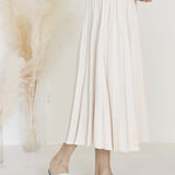 A-Line Pleated Midi Skirt Nude