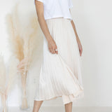 A-Line Pleated Midi Skirt Nude