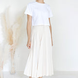 A-Line Pleated Midi Skirt Nude