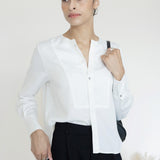 Collarless Front Button Blouse