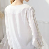 Feminine Blouse White With Pearl Detail