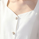 Feminine Blouse White With Pearl Detail
