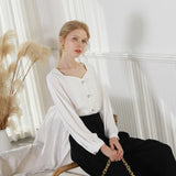 Feminine Blouse White With Pearl Detail