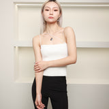 Ribbed Spaghetti Tank White