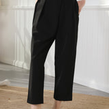 Super High Waisted Cropped Pants Black