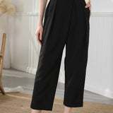 Super High Waisted Cropped Pants Black