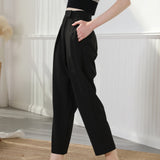 Super High Waisted Cropped Pants Black