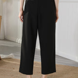Super High Waisted Cropped Pants Black