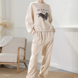 High Waisted Sweatpants Creamy Beige