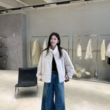 Cropped White Fur Coat With Pockets