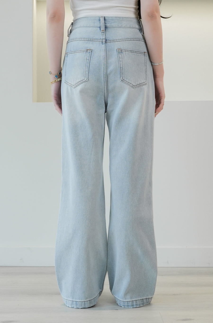 Distresses High Waist Denim Light Blue