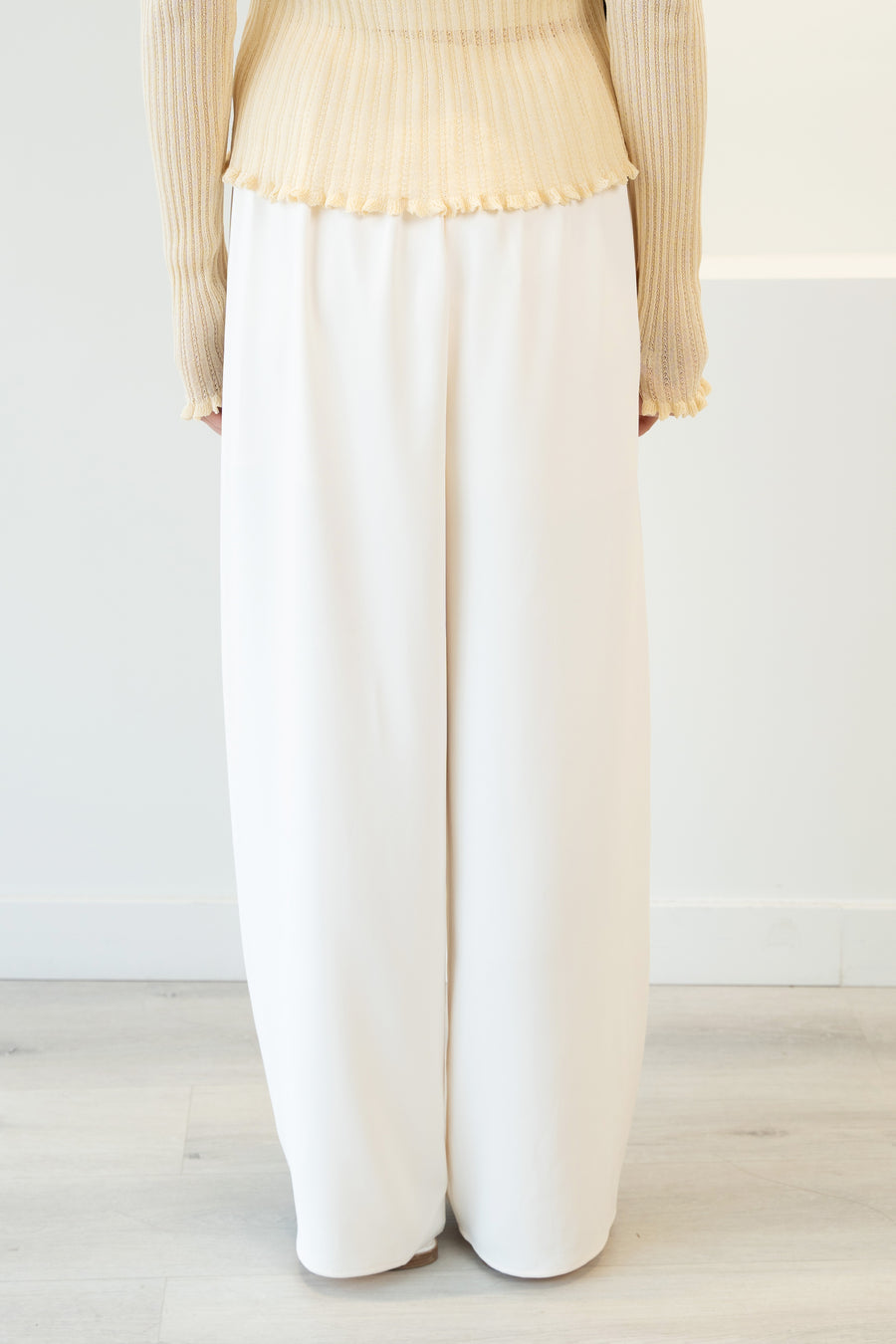 Wide Leg Drawstring Trousers White