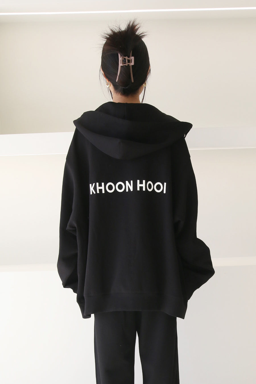 Oversized Khoon Hooi Word Zip Hoodie Black