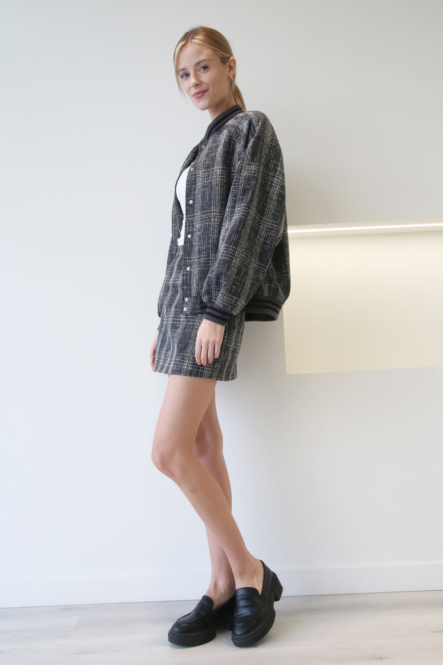 Grey Tweed Mini Skirt