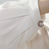 Feminine Blouse White With Pearl Detail