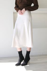 A Line Midi Satin Skirt