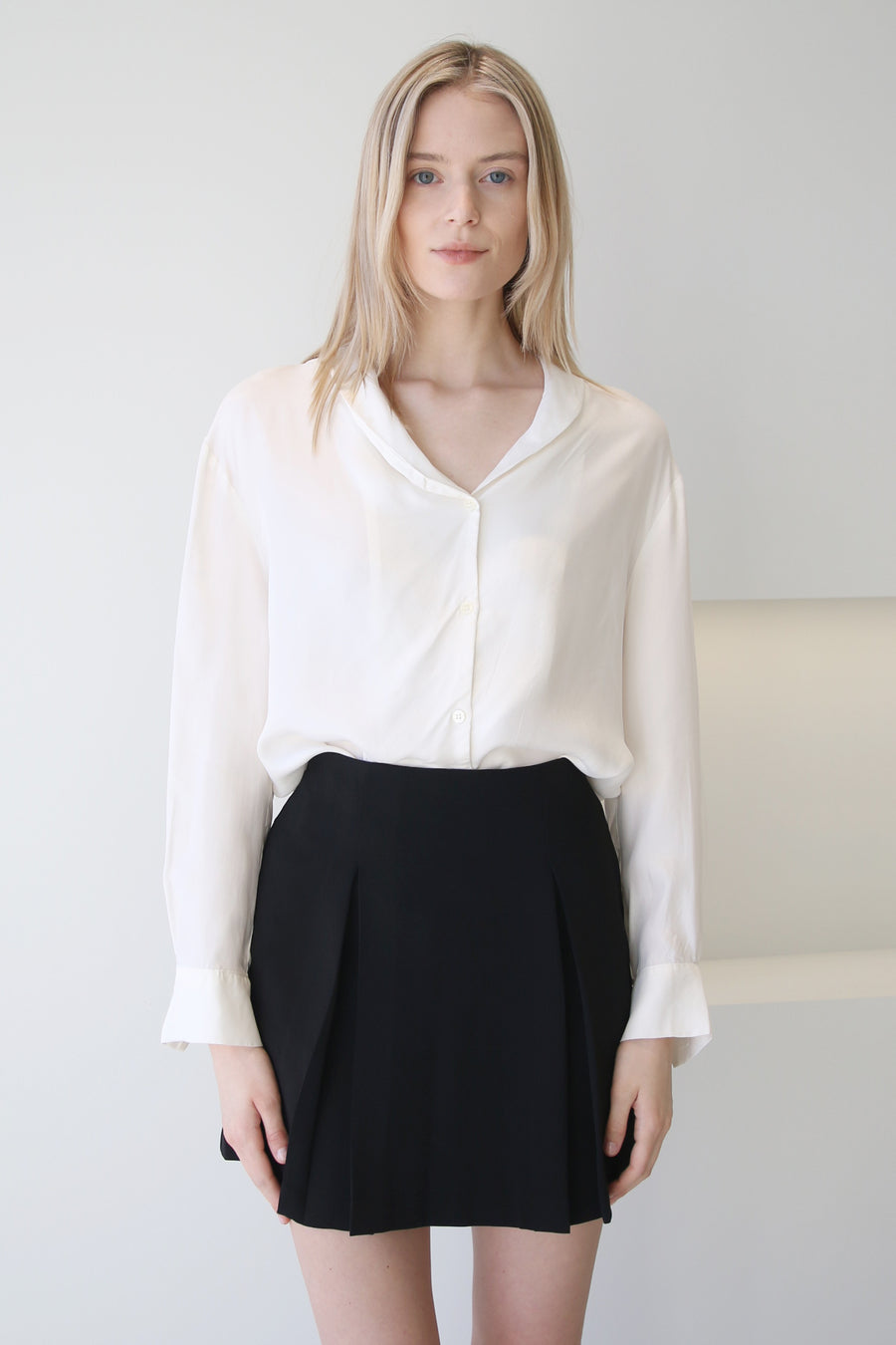 French Collar Long Sleeve Blouse White