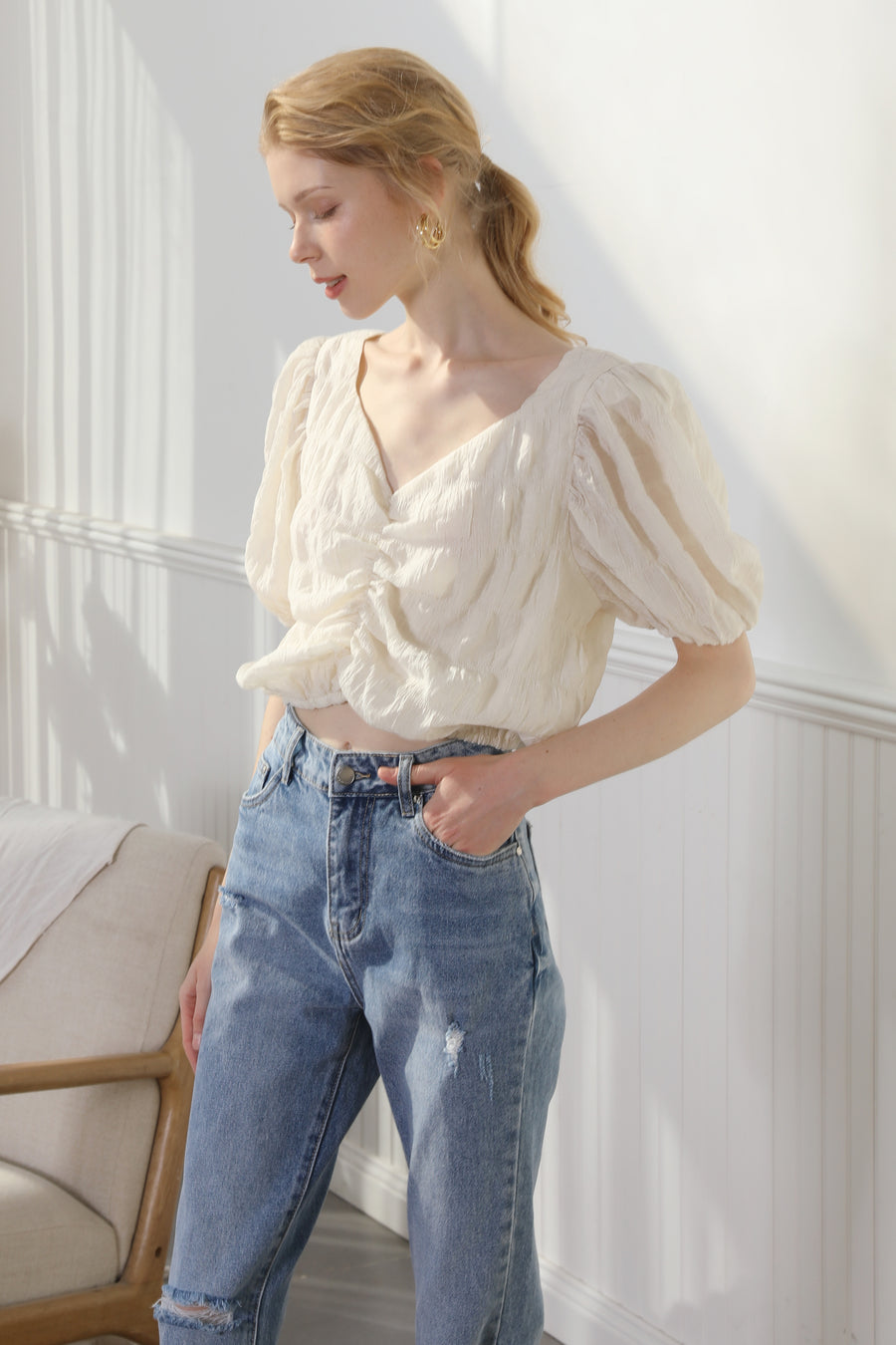 Puff Sleeved Dreamy Cropped Top