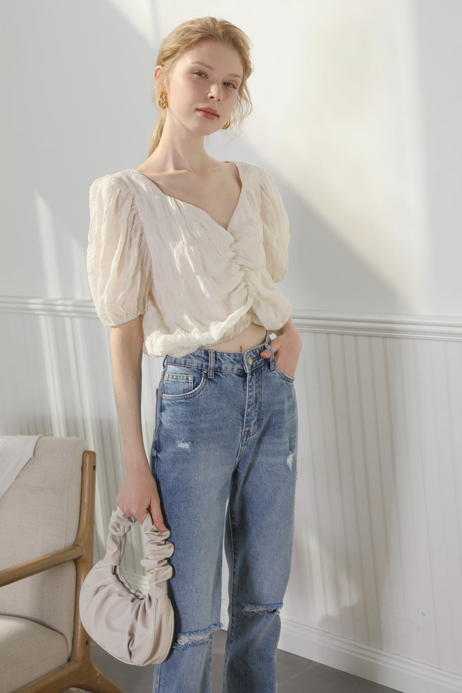 Puff Sleeved Dreamy Cropped Top