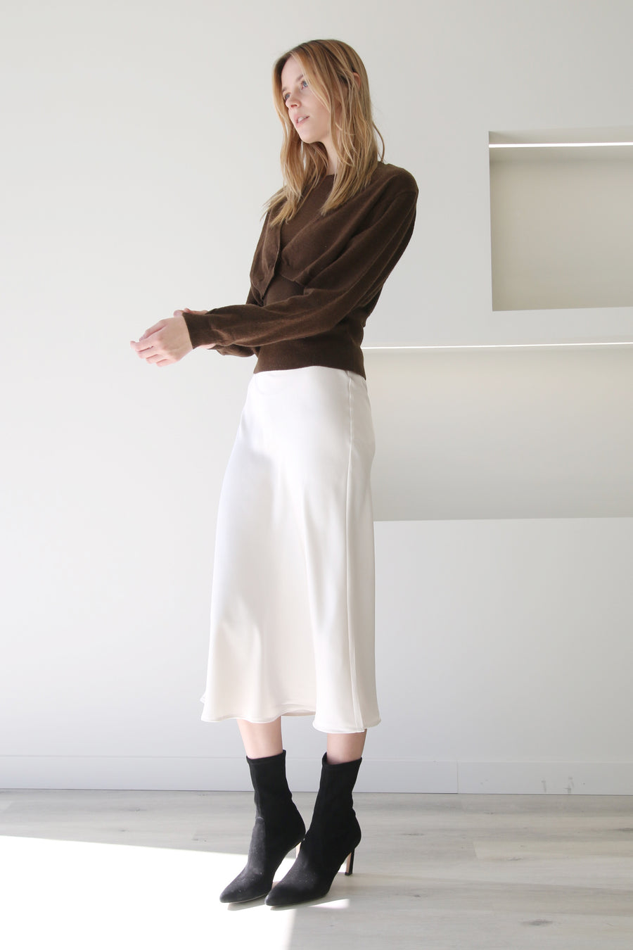 Two Piece Wool Cardigan with Tank Chocolate