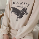 Weiner Dog Sweatshirt Creamy Beige